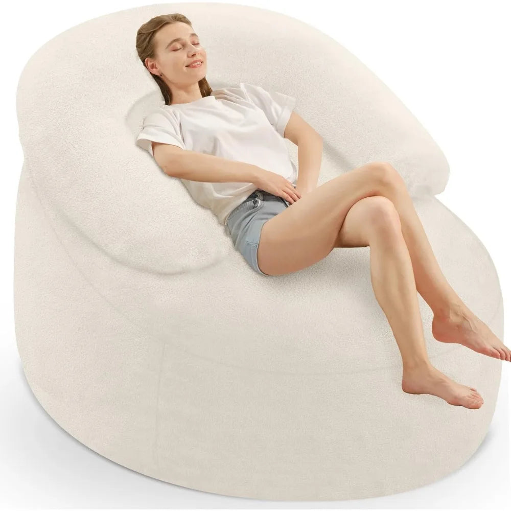 Hign-concerned Teddy Fleece Bean Bag Chair With U Pillow