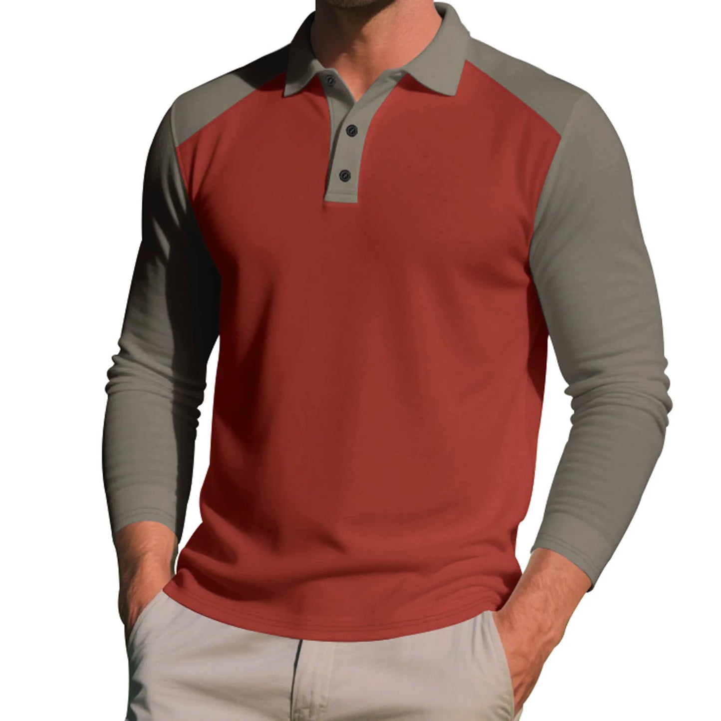CN Guangdong Men Long Sleeve T Shirt Turn Down Collar