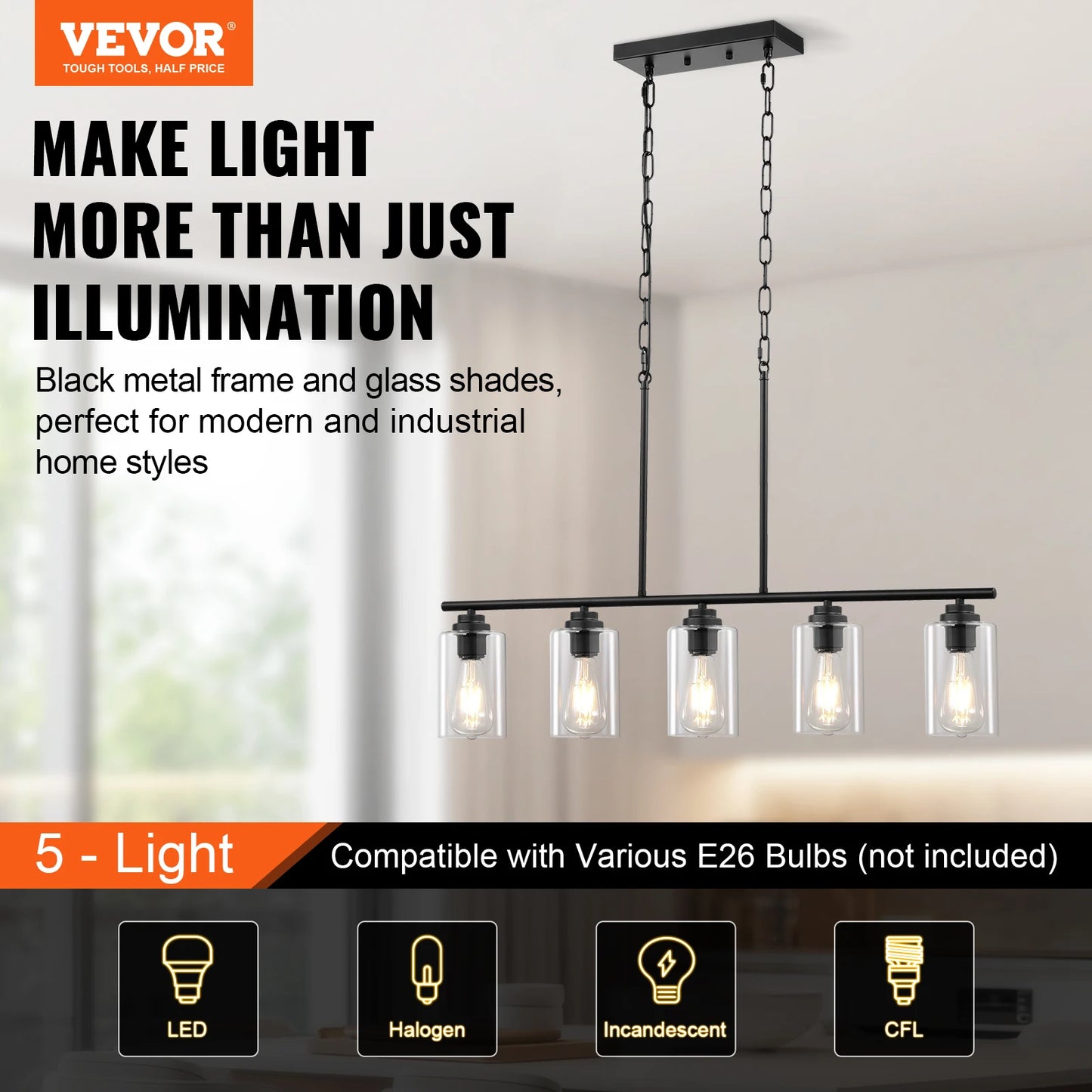 Complete Home And Apparel 5 Light Kitchen Island Lamp 60W