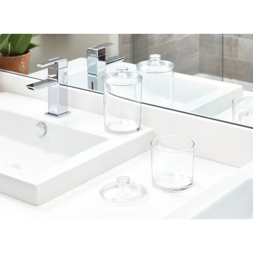 XMSJ Clear Glass Vanity Storage Jar With Lid For Cotton