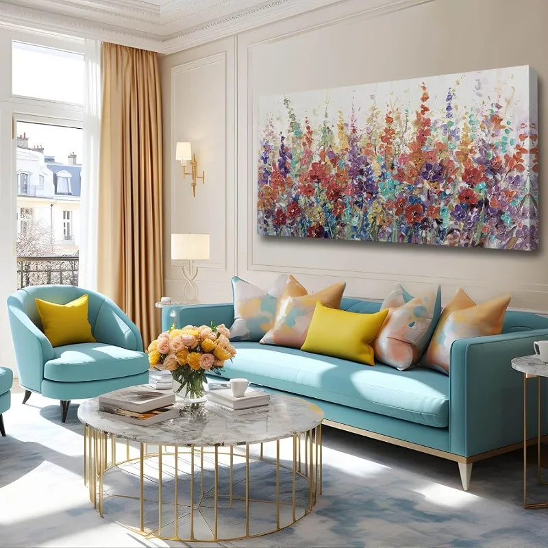 Hign-concerned Flower Textured Wall Art Bedroom Living Room