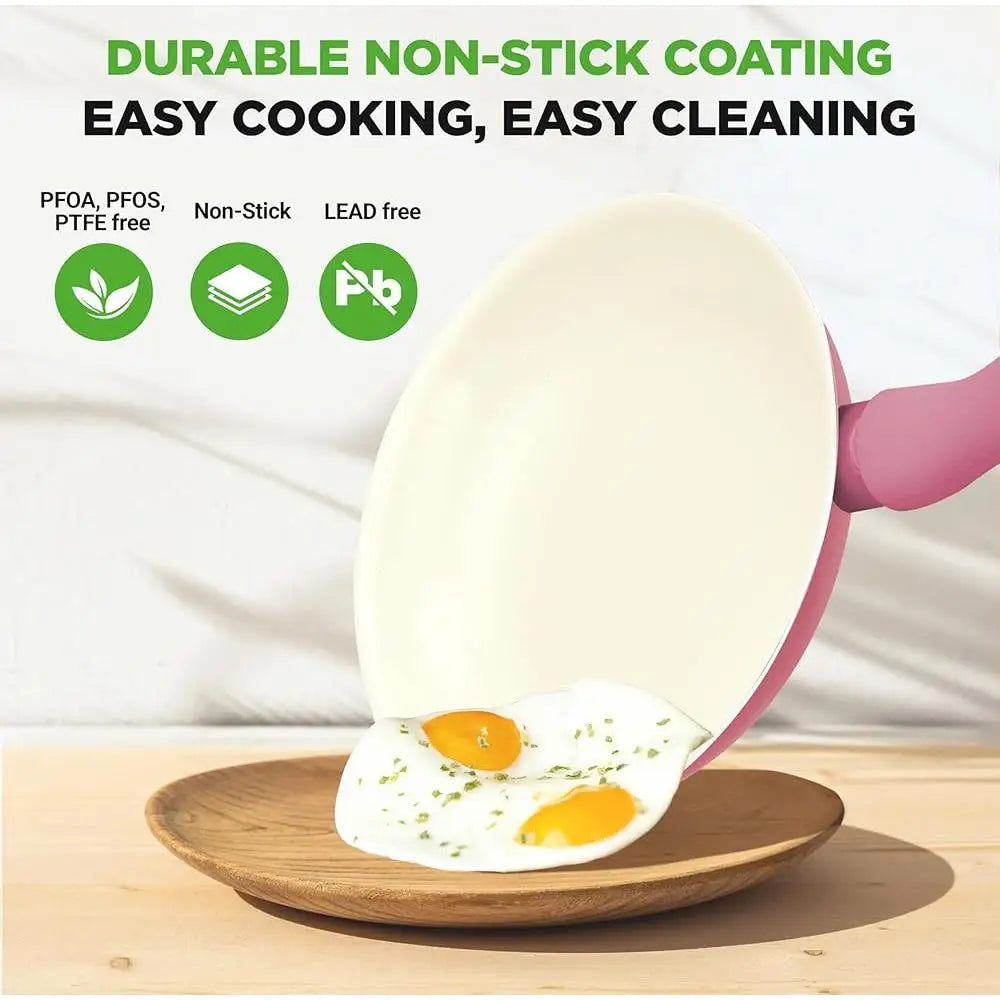 XMSJ Ceramic Nonstick Cookware Set Pots Pans Utensils