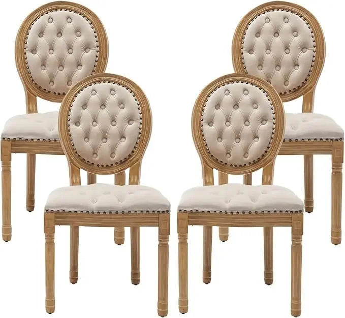 Angduo French Country Dining Chairs Fabric Upholstered