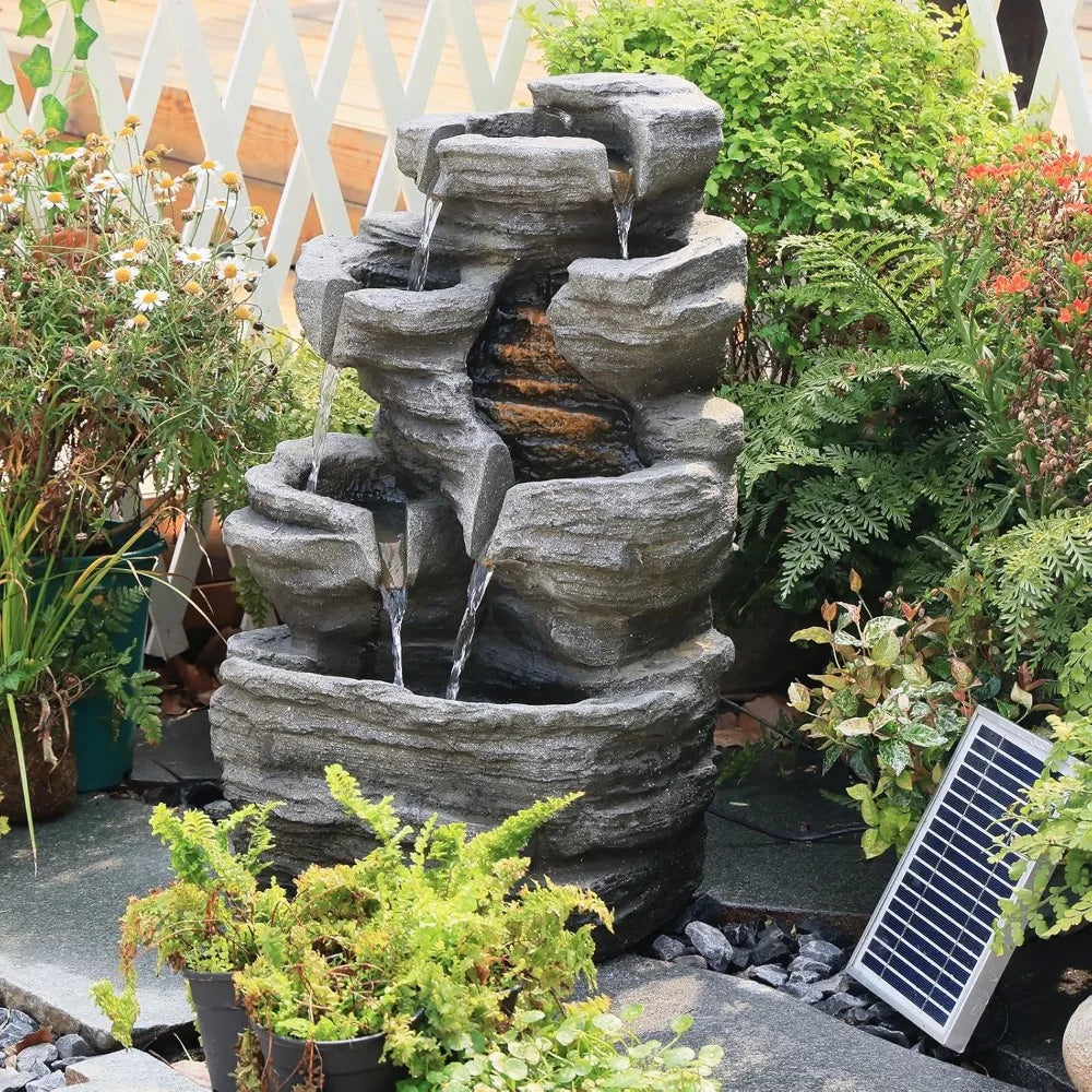 Bumilgar 6 Tier Solar Water Fountain Outdoor Cascade