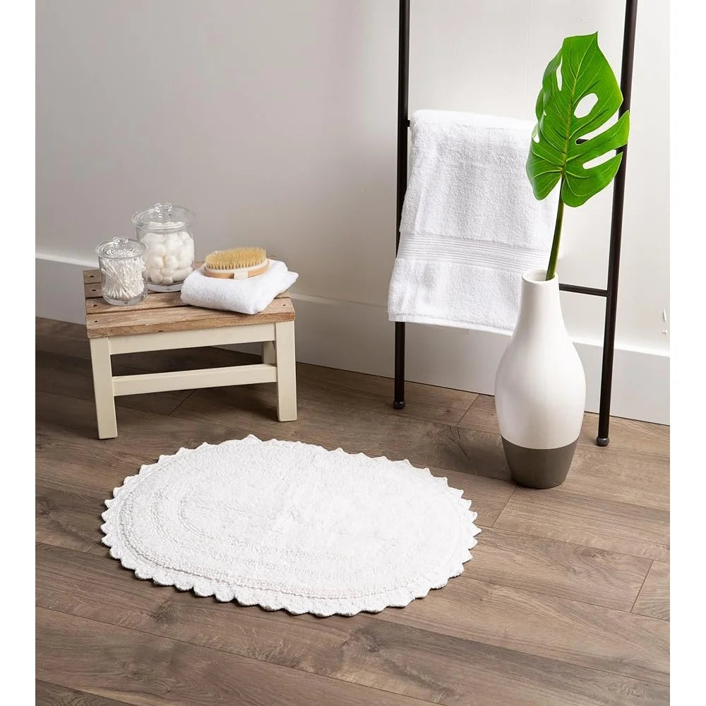 XMSJ Stylish Crochet Bath Mat Reversible Cotton Rug