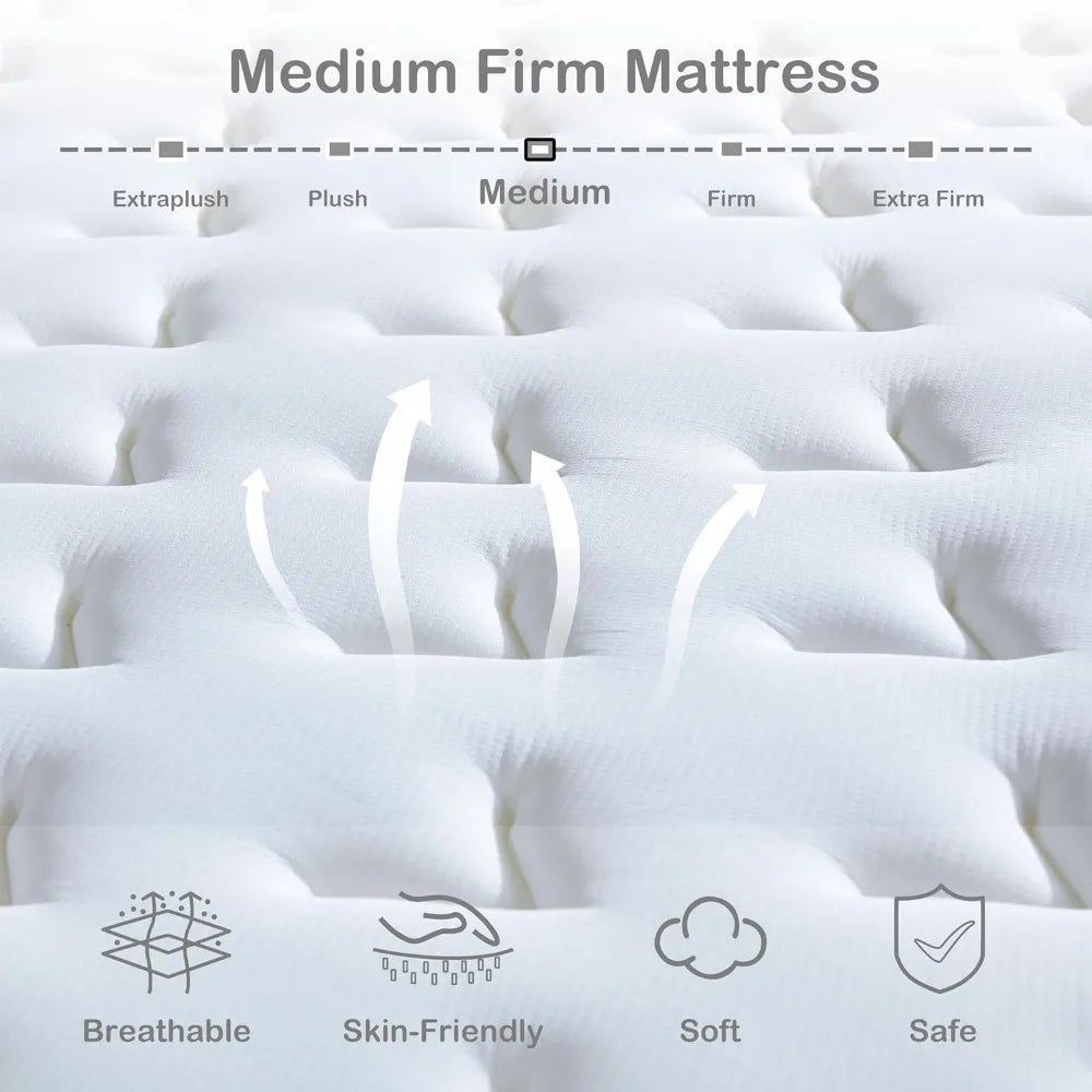 Hybrid Cooling Gel Memory Foam Mattress Pocketed Coils