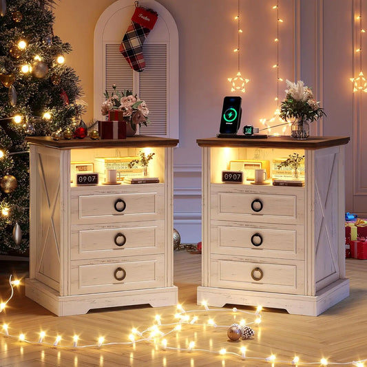 Complete Home And Apparel Nightstand Set 2 Charging Station