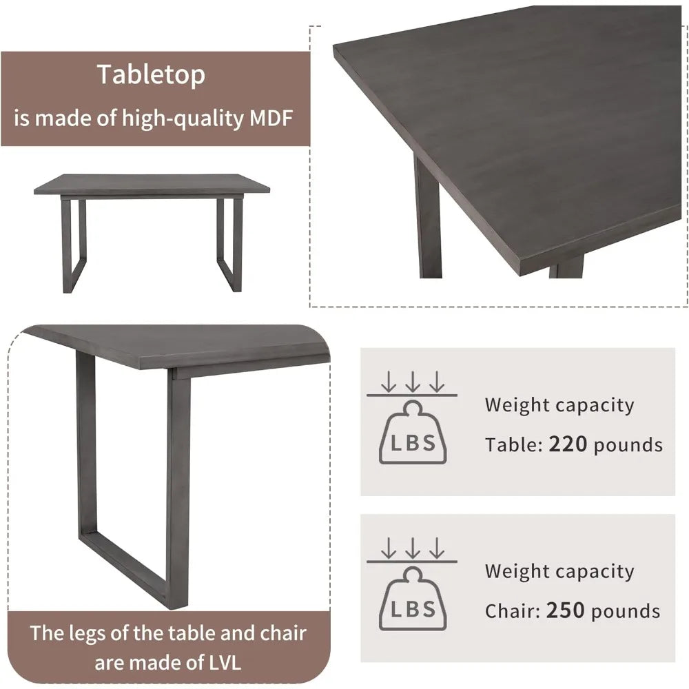 ANGDUO Dining Table Set With Chairs And Tufted Bench