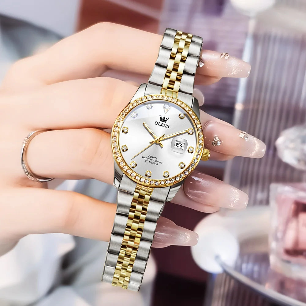 OLEVS Elegant Quartz Watch For Men Waterproof Luminous Dial