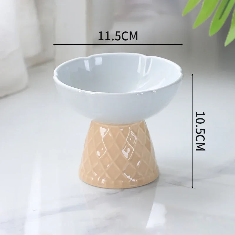 Elevated Cat Raised Ceramic Bowl For Pet Food And Water