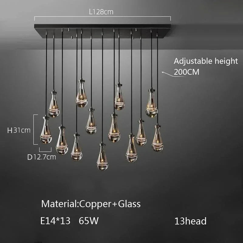 Modern E14 Crystal Vintage Water Droplet Pendant Chandelier
