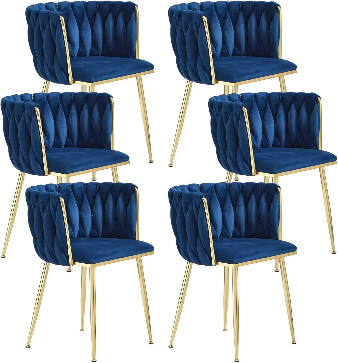 DAFIFY Woven Upholstered Velvet Dining Chairs Metal Legs