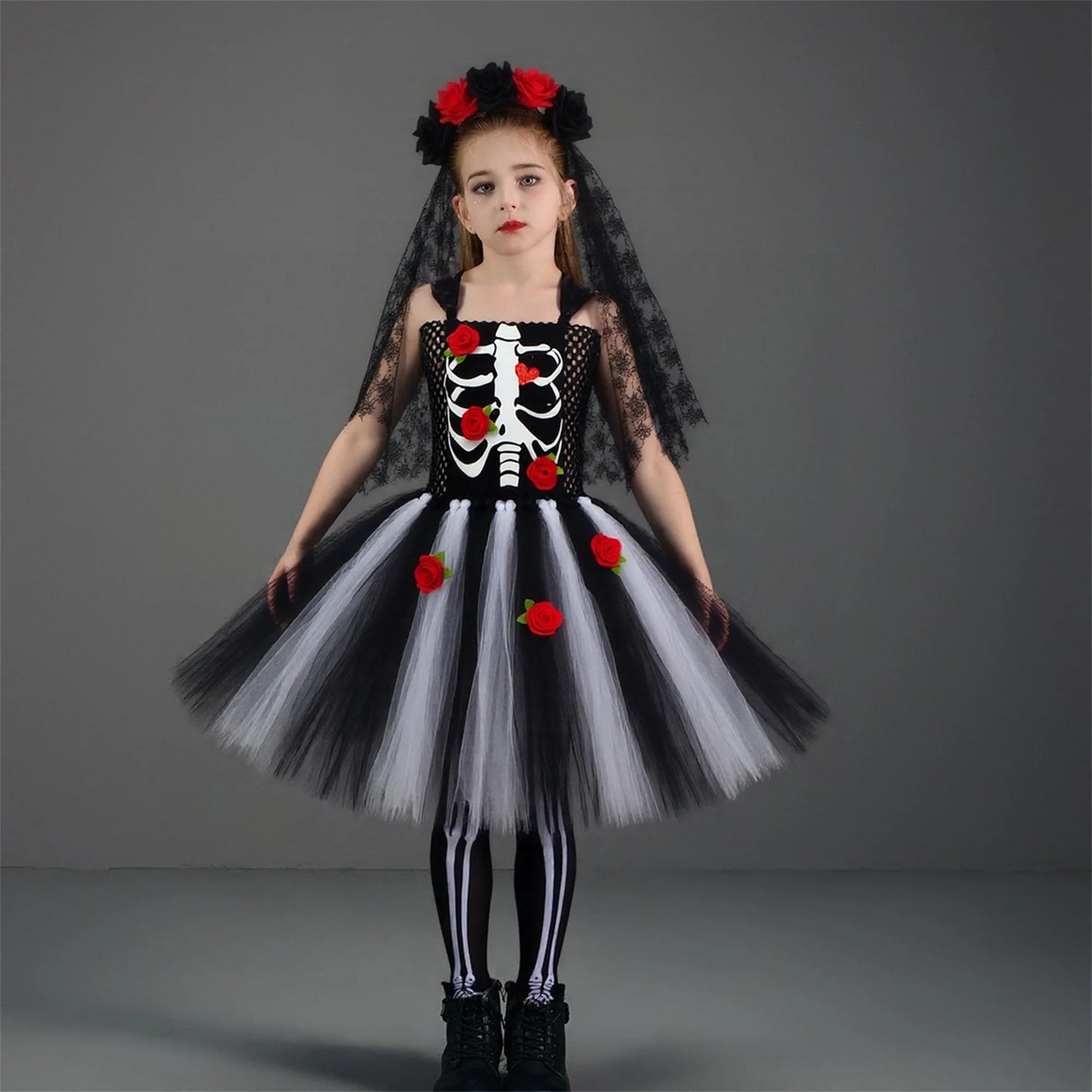 Guangdong Gothic Bride Kids Halloween Costume With Veil