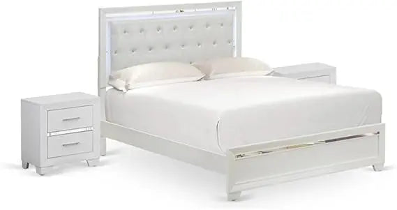MKDK 3 Piece Bedroom Set With Adjustable LED Headboard