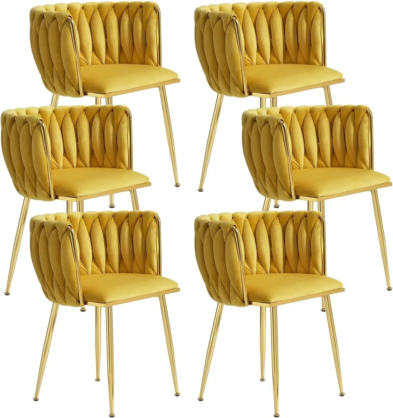 DAFIFY Woven Upholstered Velvet Dining Chairs Metal Legs