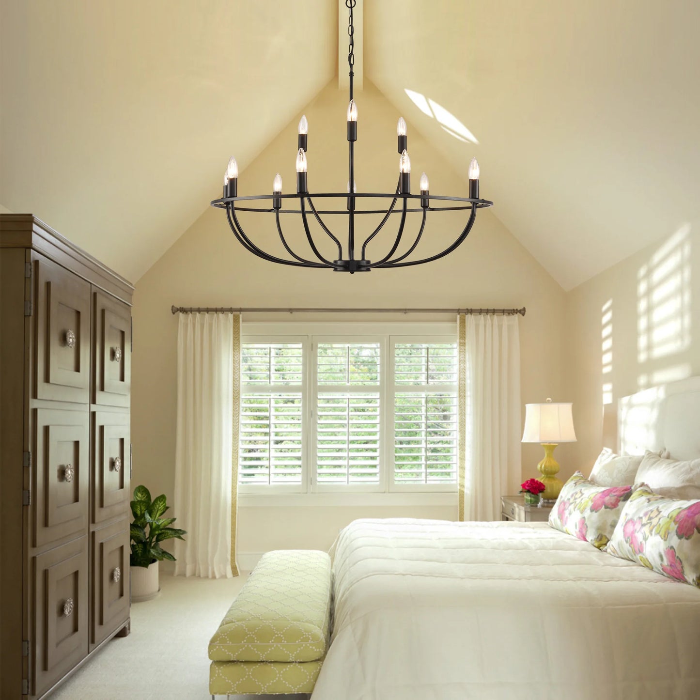 LovingC Wagon Wheel 12 Lights Modern Chandelier Pendant