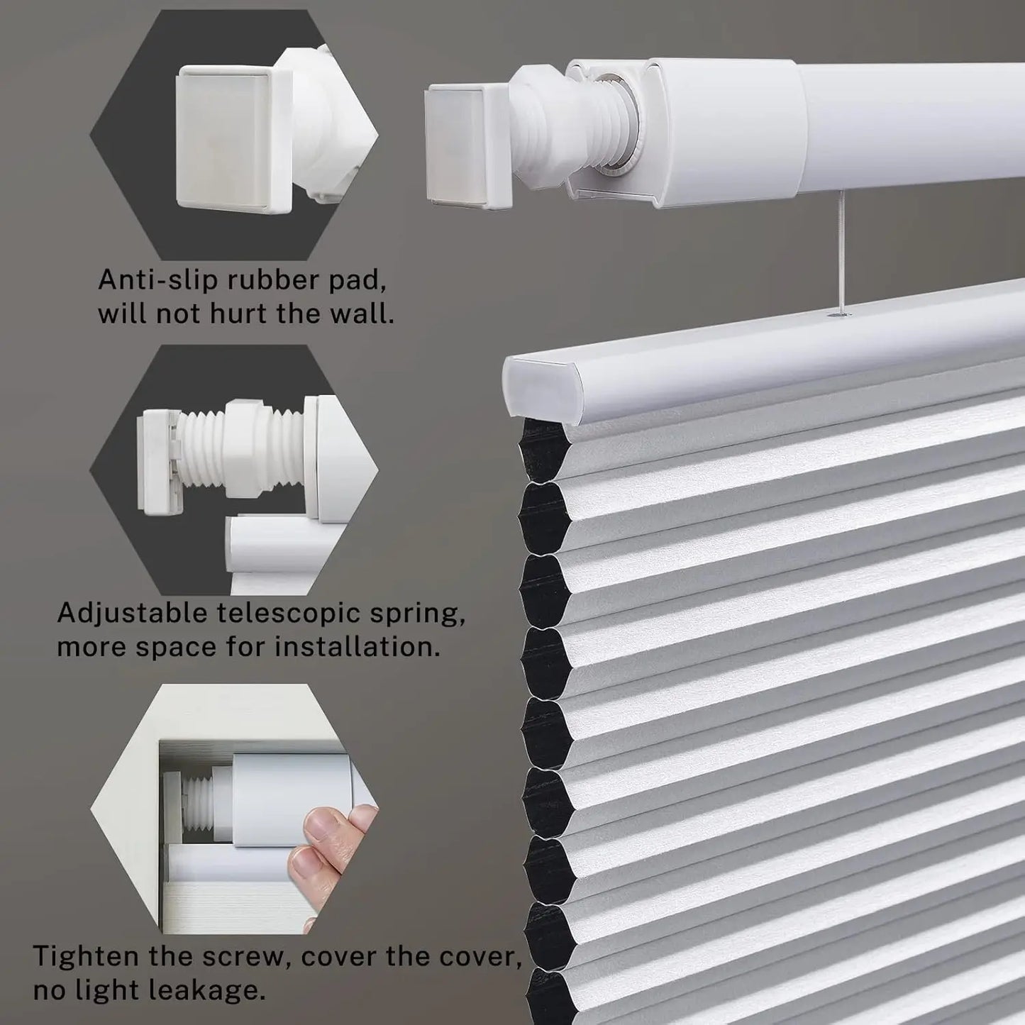 XMSJ Cordless Top Down Bottom Up Cellular Shades Blackout
