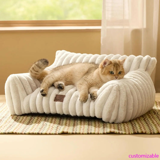 Bedsure Pet Sofa Bed Fluffy Corduroy Cat Couch Soft Fleece