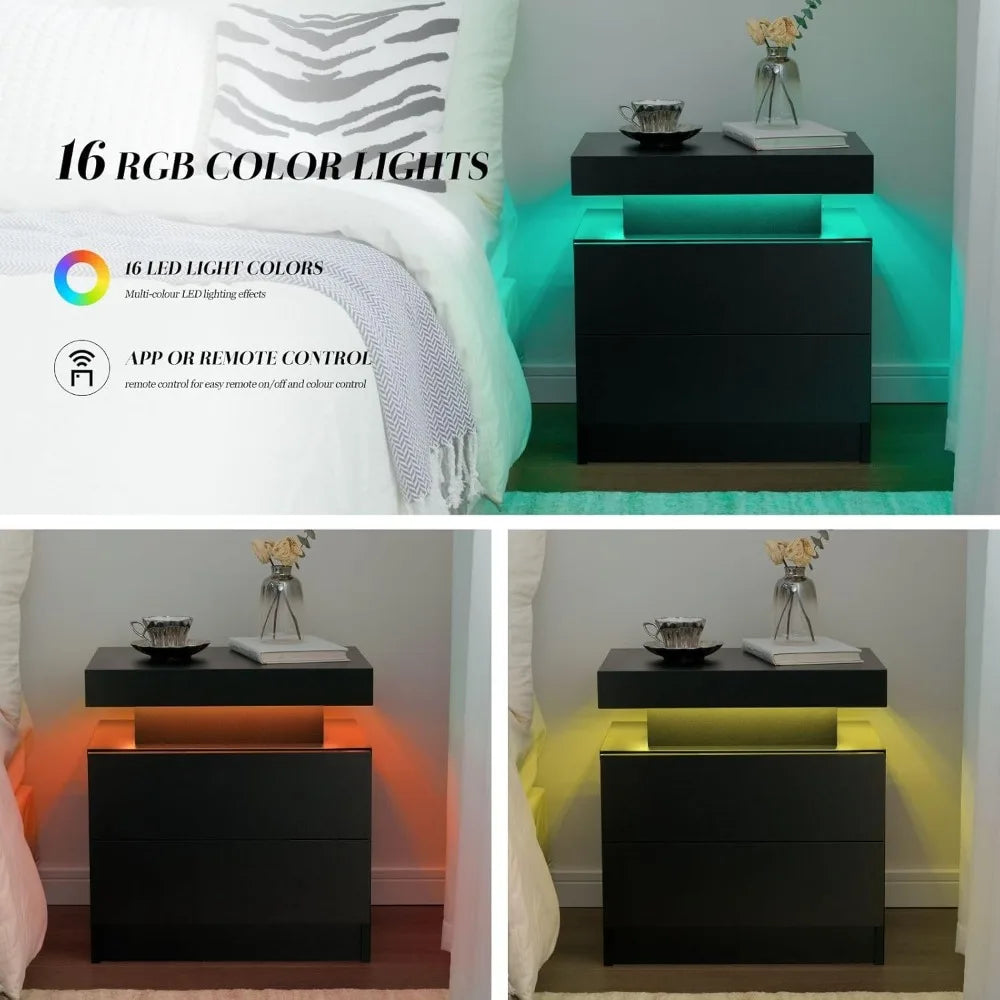 General Use Nightstands LED Duo End Tables Modern Furniture