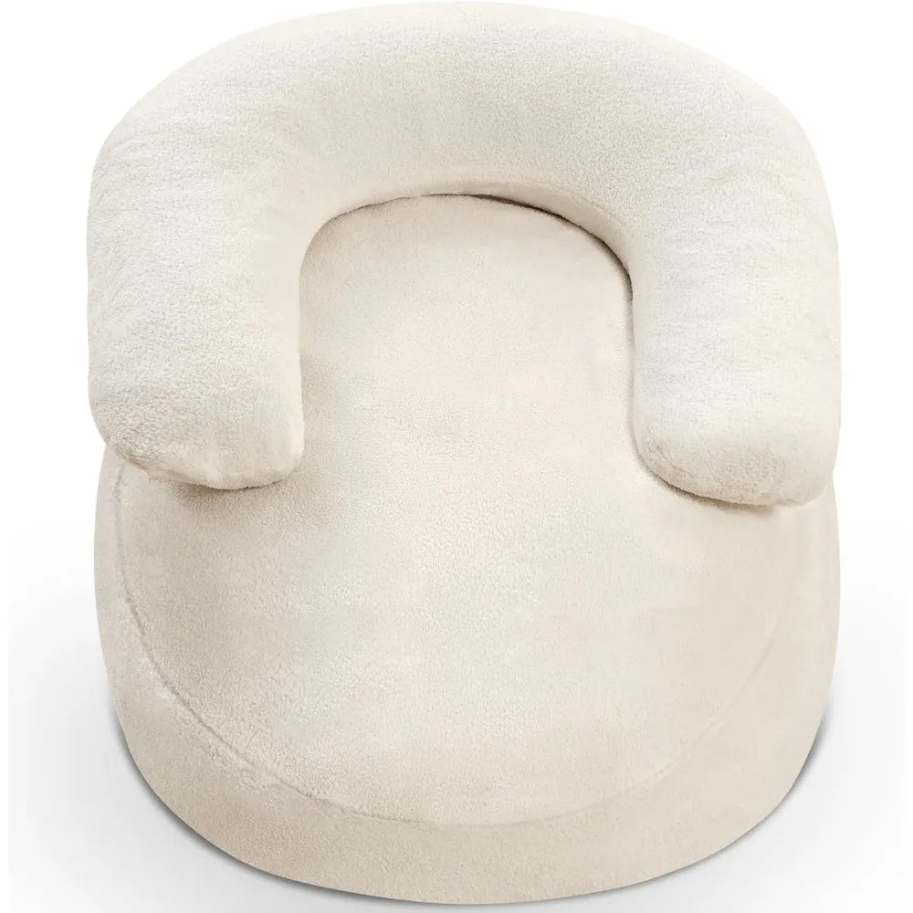 Hign-concerned Teddy Fleece Bean Bag Chair With U Pillow