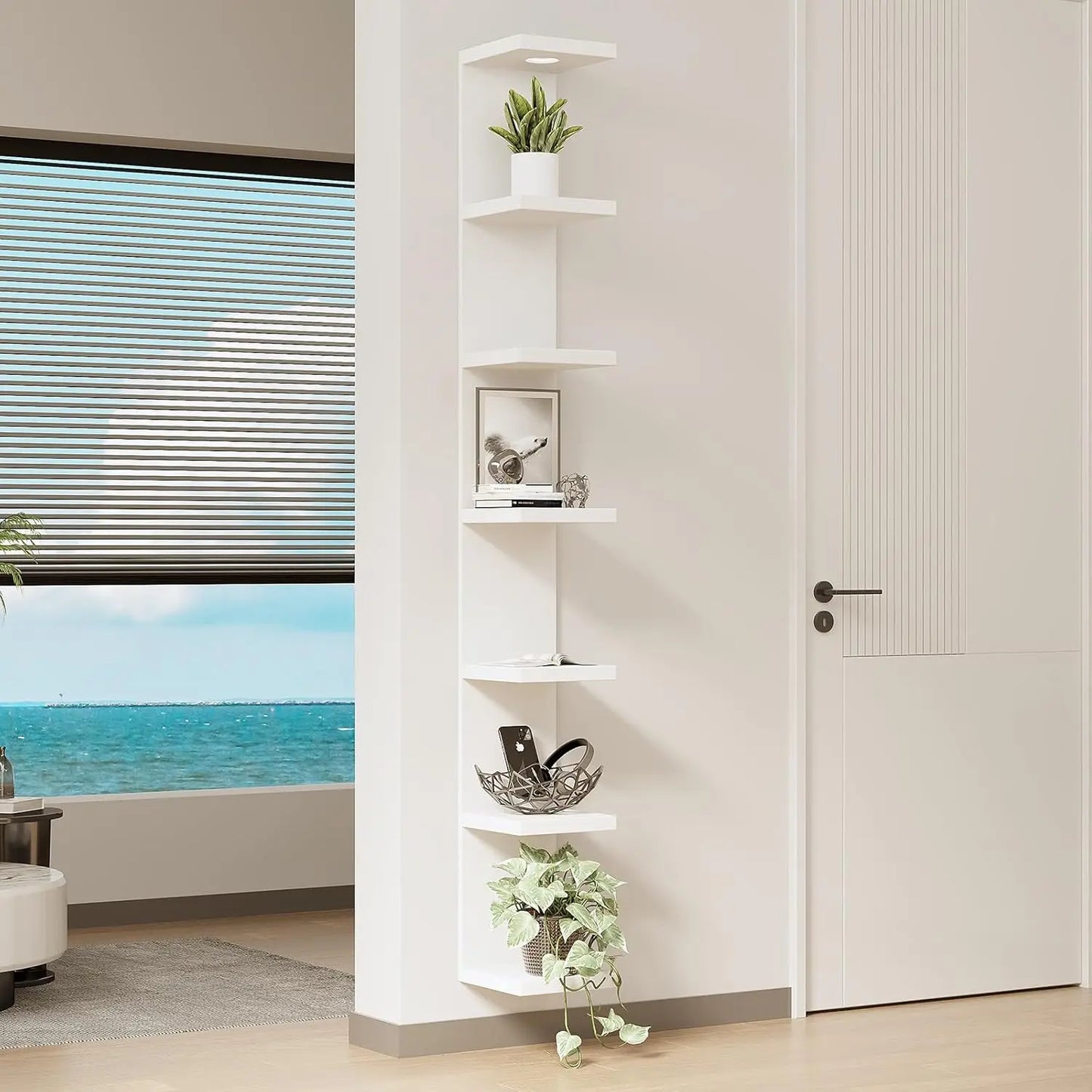 Hign-concerned Versatile 7 Tier Wall Shelf Unit LED Light