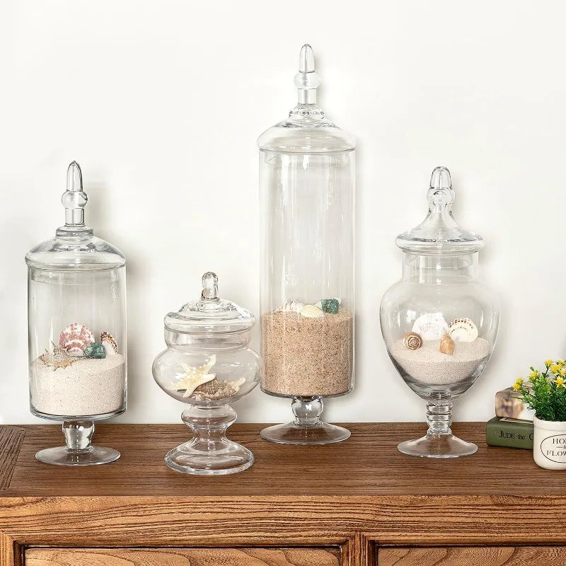 Hignconcerned Clear Glass Apothecary Jars With Lids Decor