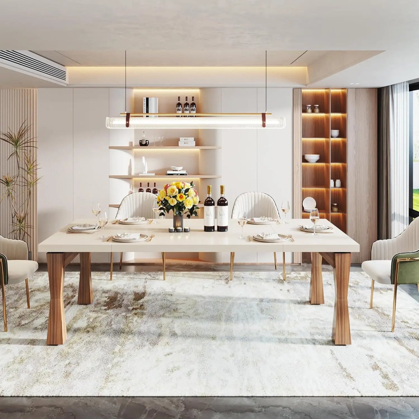 XMSJ Modern Dining Table For Family Dining Room Setup