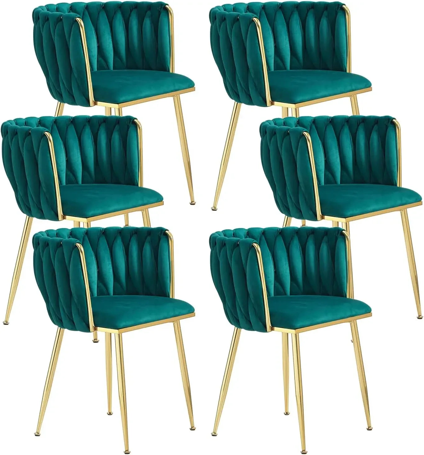 DAFIFY Woven Upholstered Velvet Dining Chairs Metal Legs