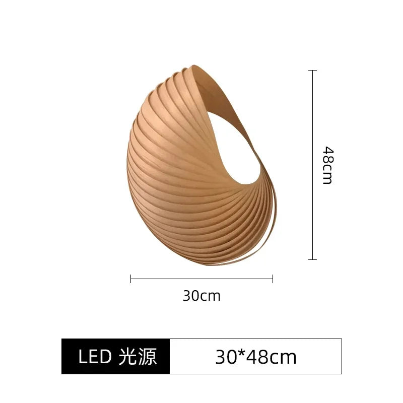 Japanese Modern Minimalist Wooden Wall Lamp Conch Sconce