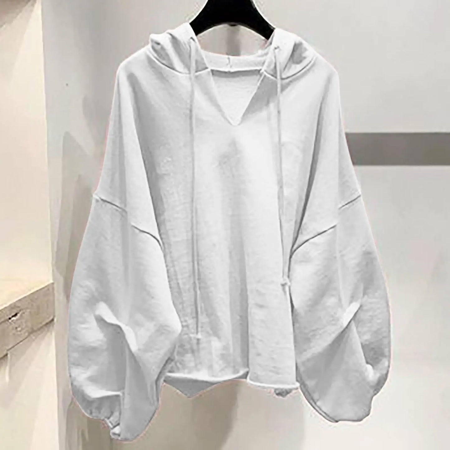 Women V Neck Loose Sweatshirt Polyester Casual Top Wear