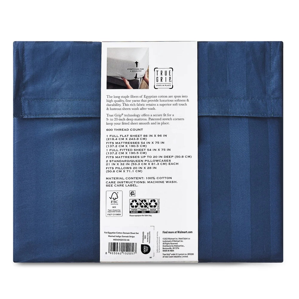 Dutrieux Egyptian Cotton Bed Sheets Set 4 Piece Stripe