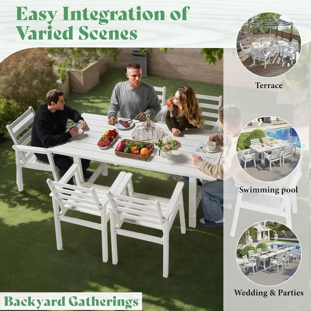 General 7 Piece HDPE Outdoor Dining Set With Umbrella