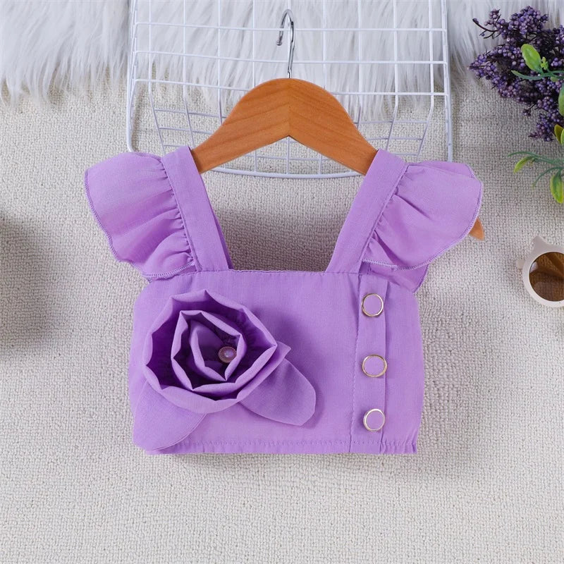 Adorable Baby Girl Summer Ensemble With 3D Floral Skirt