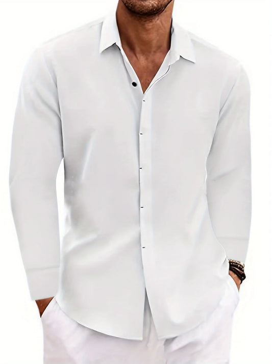 Zhejiang Linen Long Sleeve Shirt For Men Cotton Linen Blend