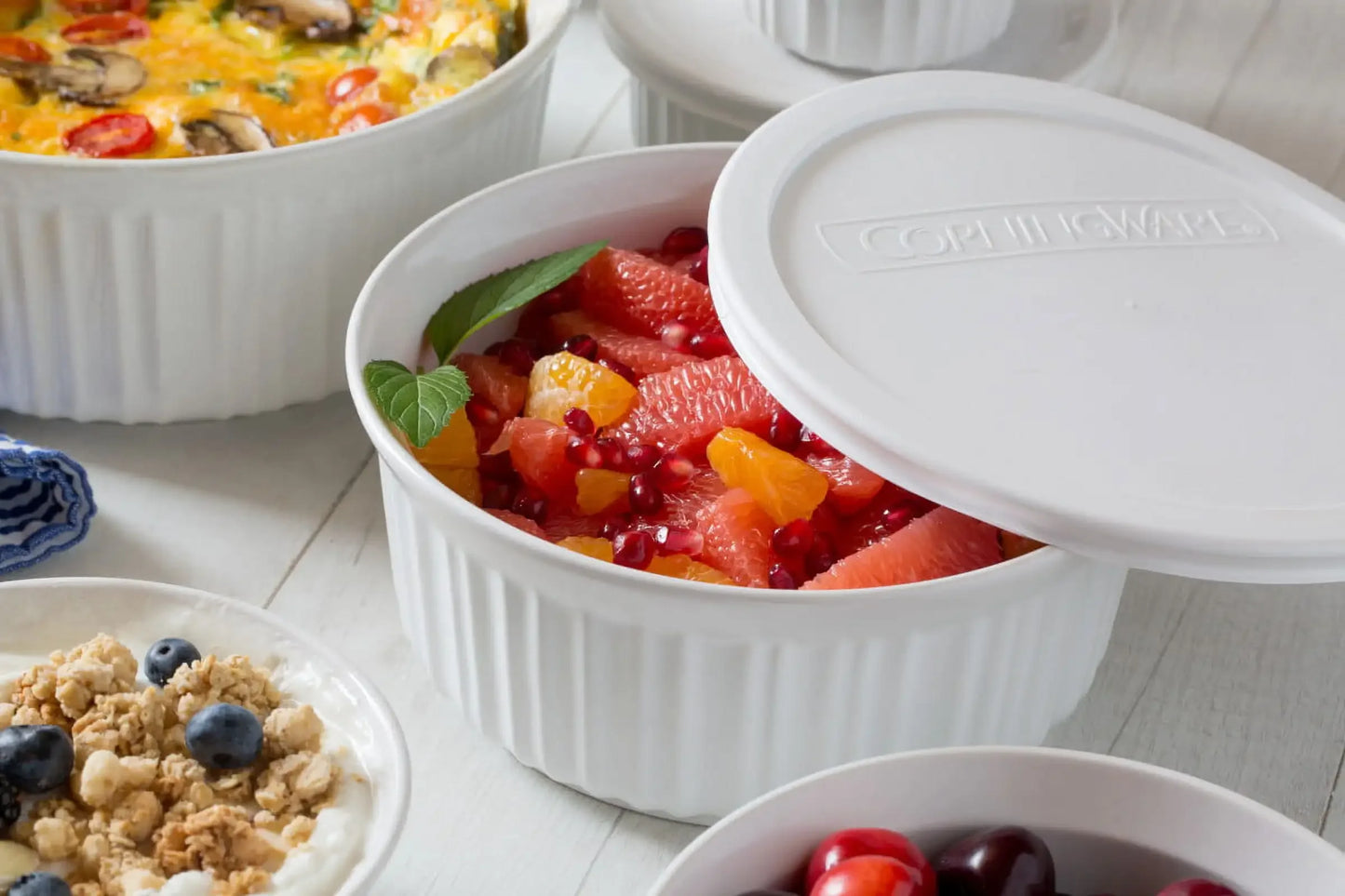 XMSJ French Ceramic Stoneware Casserole Set with Glass Lids