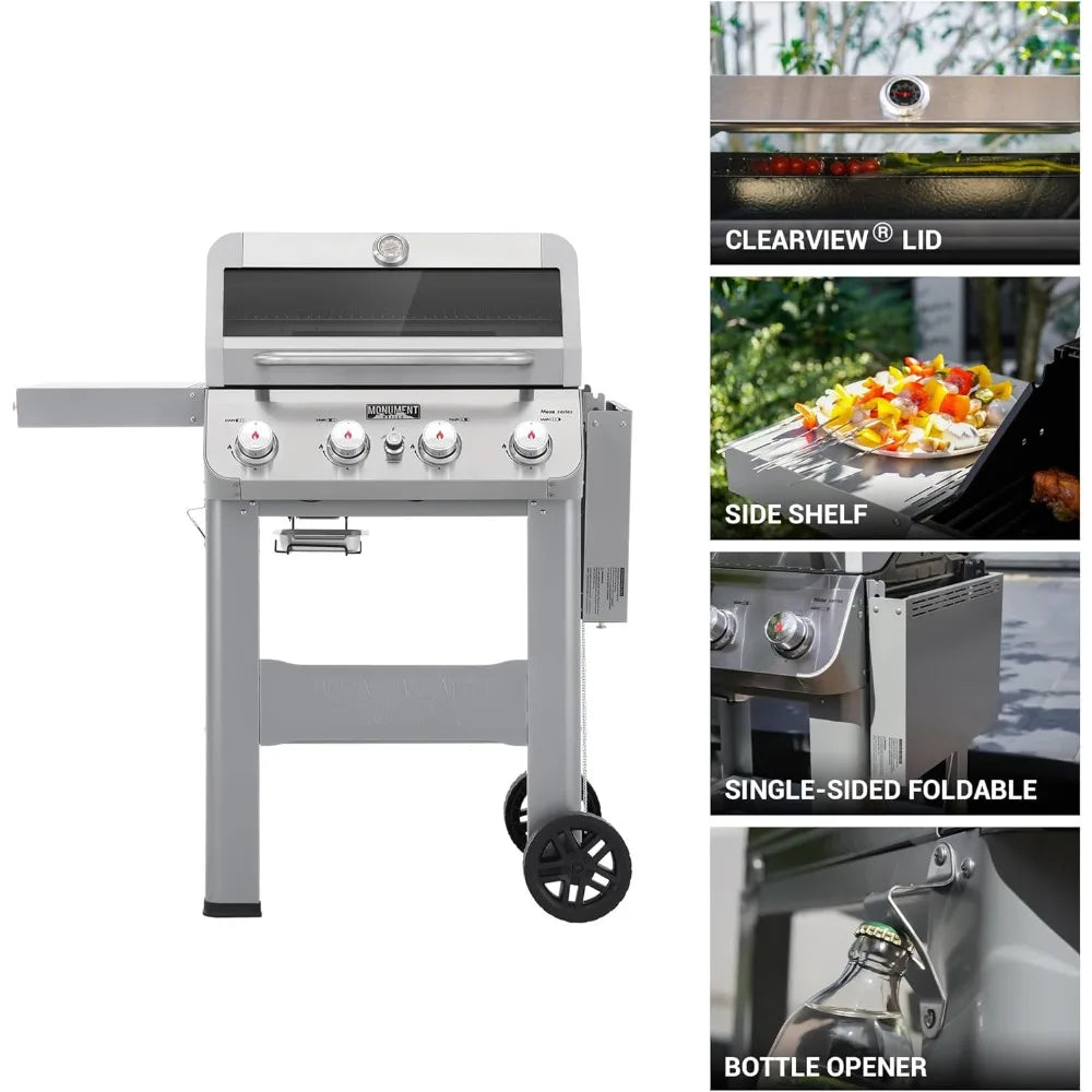 Four Burner Liquid Propane Grill With Clearview Lid