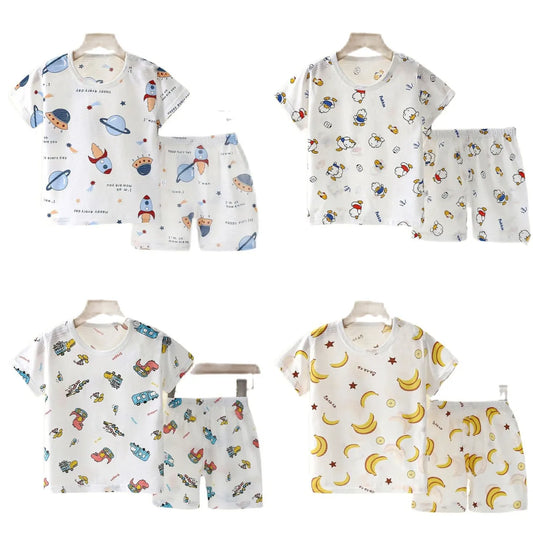 Wistful Smile Kids Summer Pajamas Two Piece Cotton Set