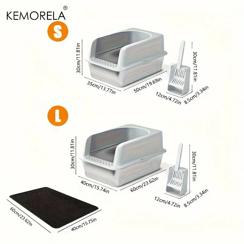 Stainless Steel Closed Cat Litter Box With Mat And Spade