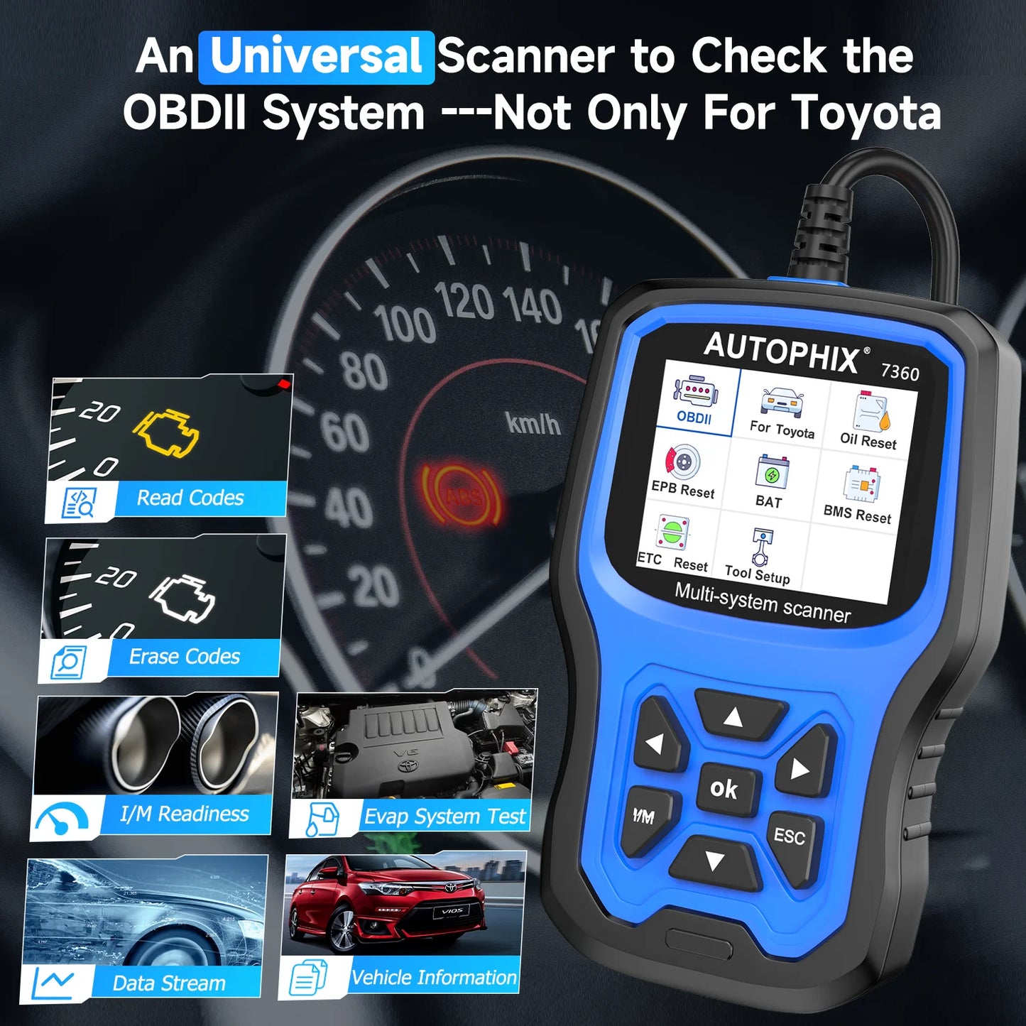 Autophix 7360 All System OBD2 Diagnostic Scan Tool