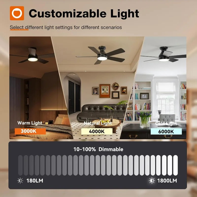 Hign Concerned Ceiling Fans With Lights Low Profile Remote