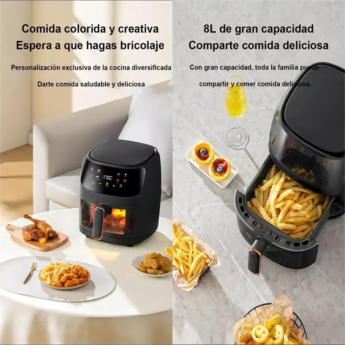 XMSJ LCD Screen Air Fryer Capacity Smart Oil Free Oven