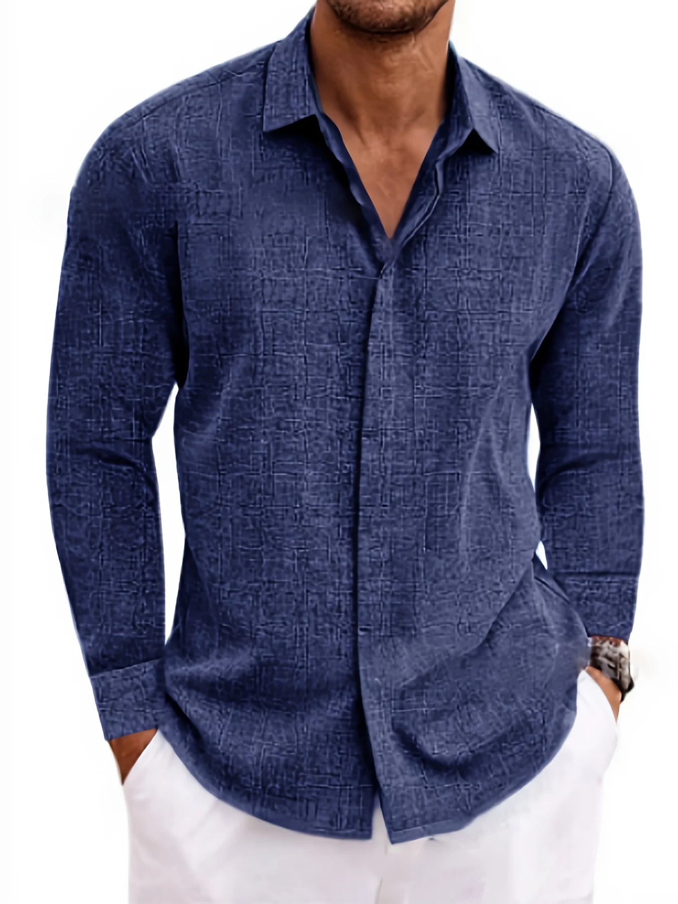 Zhejiang Linen Long Sleeve Shirt For Men Cotton Linen Blend
