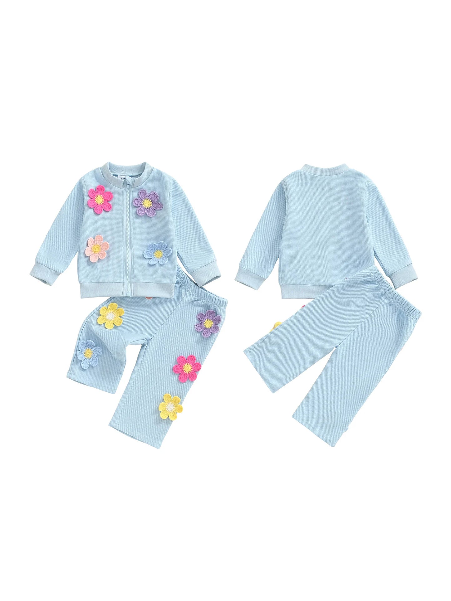 Guangdong Toddler Winter Coat Set 3D Flower Hooded Outfit