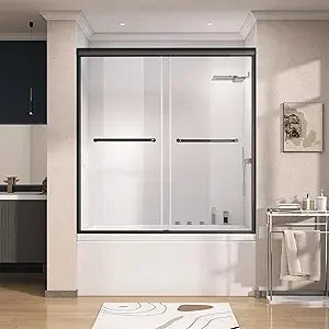 XMSJ Semi Frameless Tub Shower Door Bypass Bath Glass
