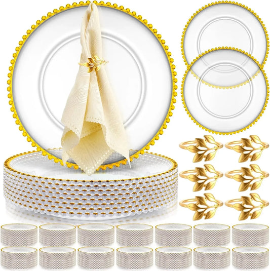 Hign-concerned Clear Beaded Charger Plates Set of 50