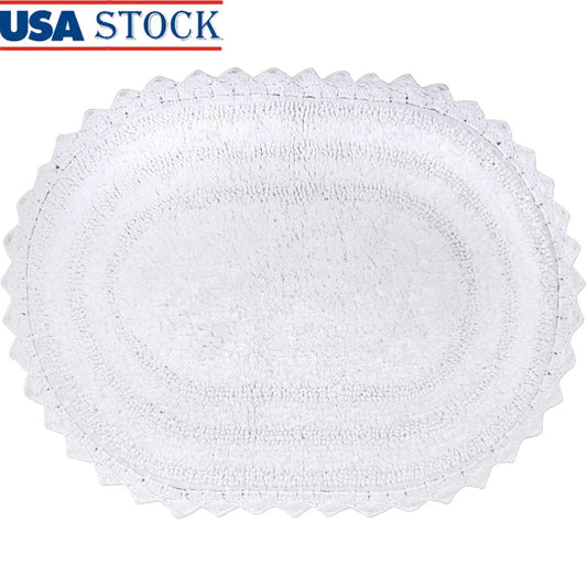 XMSJ Stylish Crochet Bath Mat 100 Cotton Oval Rug Bathroom