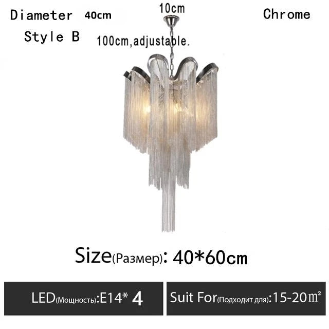 Italy Designer Tassel Chandelier Aluminum Chain Lighting