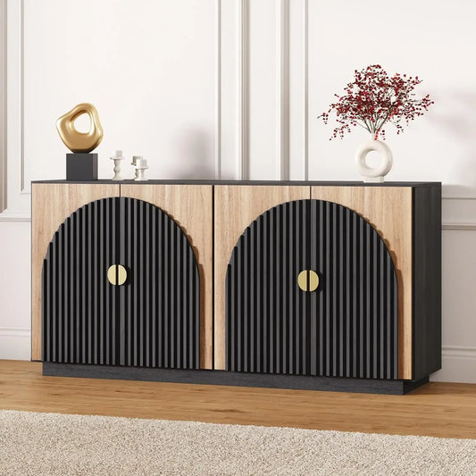 XMSJ Fluted Buffet Cabinet With Storage Arc Sideboard
