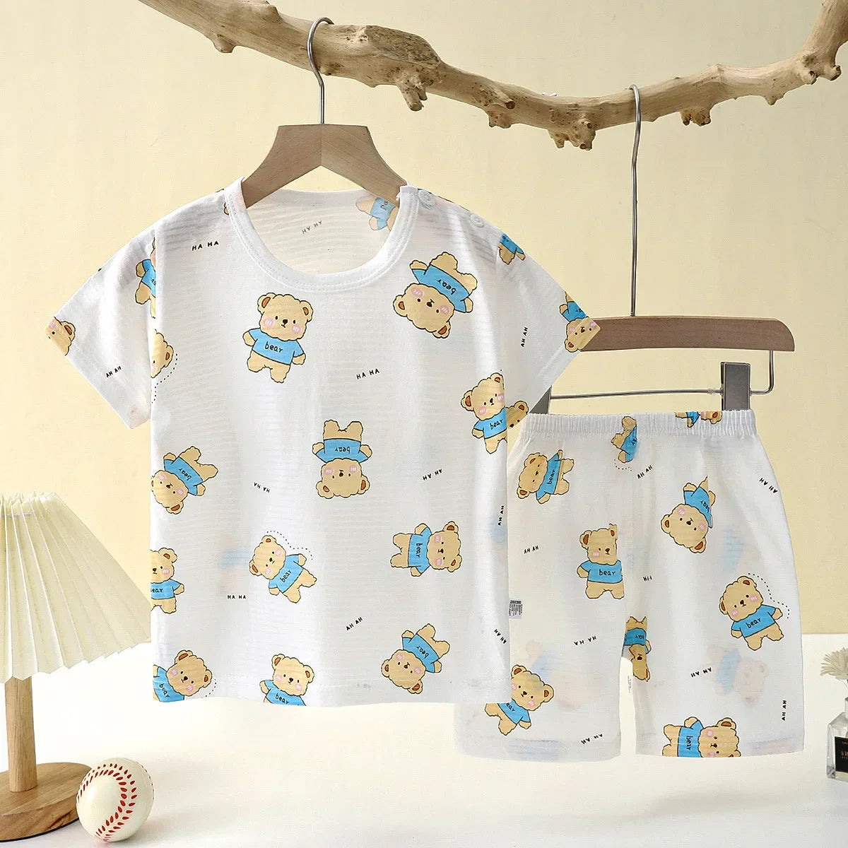 Wistful Smile Kids Summer Pajamas Two Piece Cotton Set