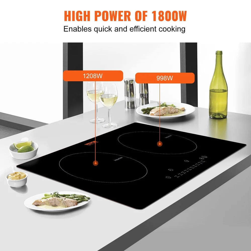 XMSJCooker Electric Cooktop Glass Touch Control 1800W